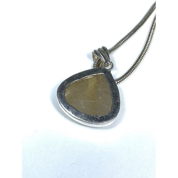 Rutilated Quartz 925 Sterling Silver Teardrop Shaped Pendant Necklace 21” 24.08g - Picture 3 of 16